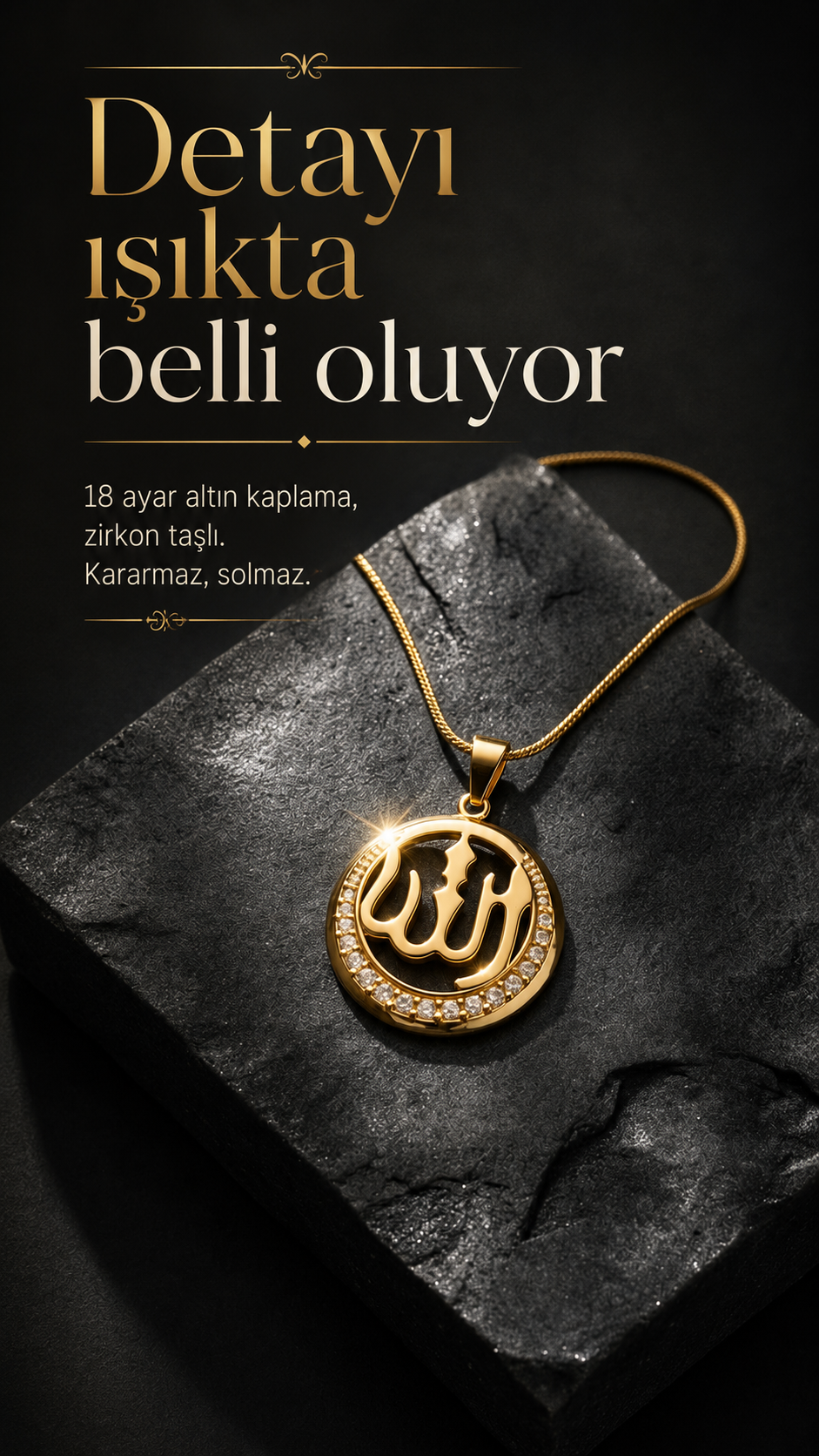 FEMBELT SIGNATURE | Bombeli Allah Lafzı Zirkon Kolye