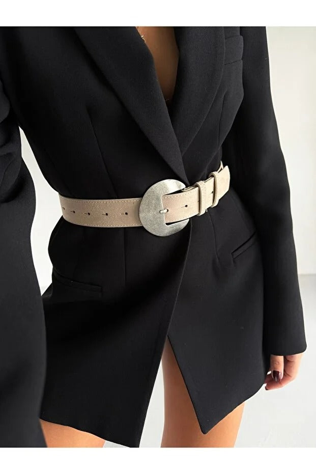 Süet Oval Tokalı Kadın Kemer – Şık Bel Vurgusu