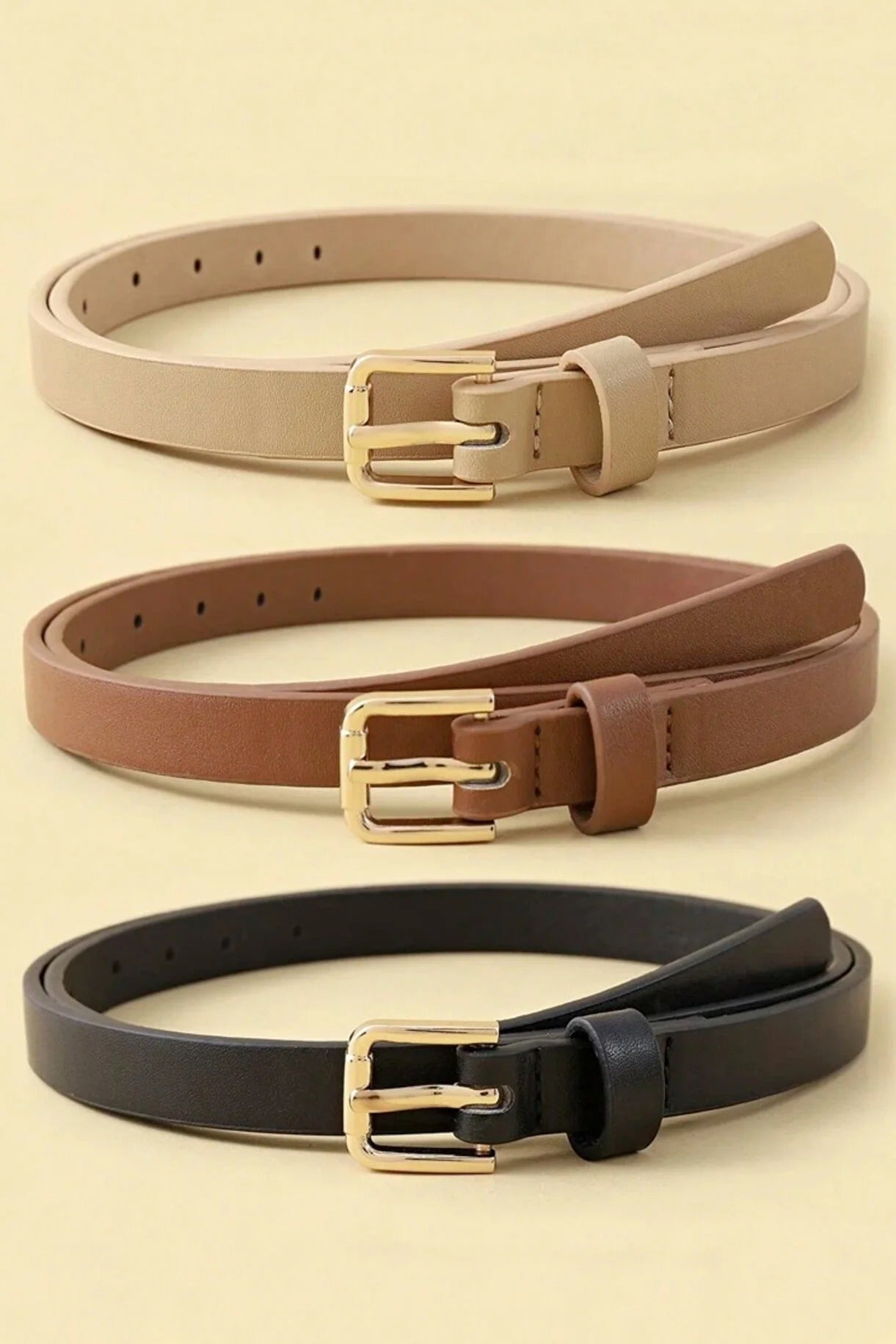 Dikdörtgen Tokalı İnce Kadın Kemer – Günlük Şıklık 3lü - Fembelt