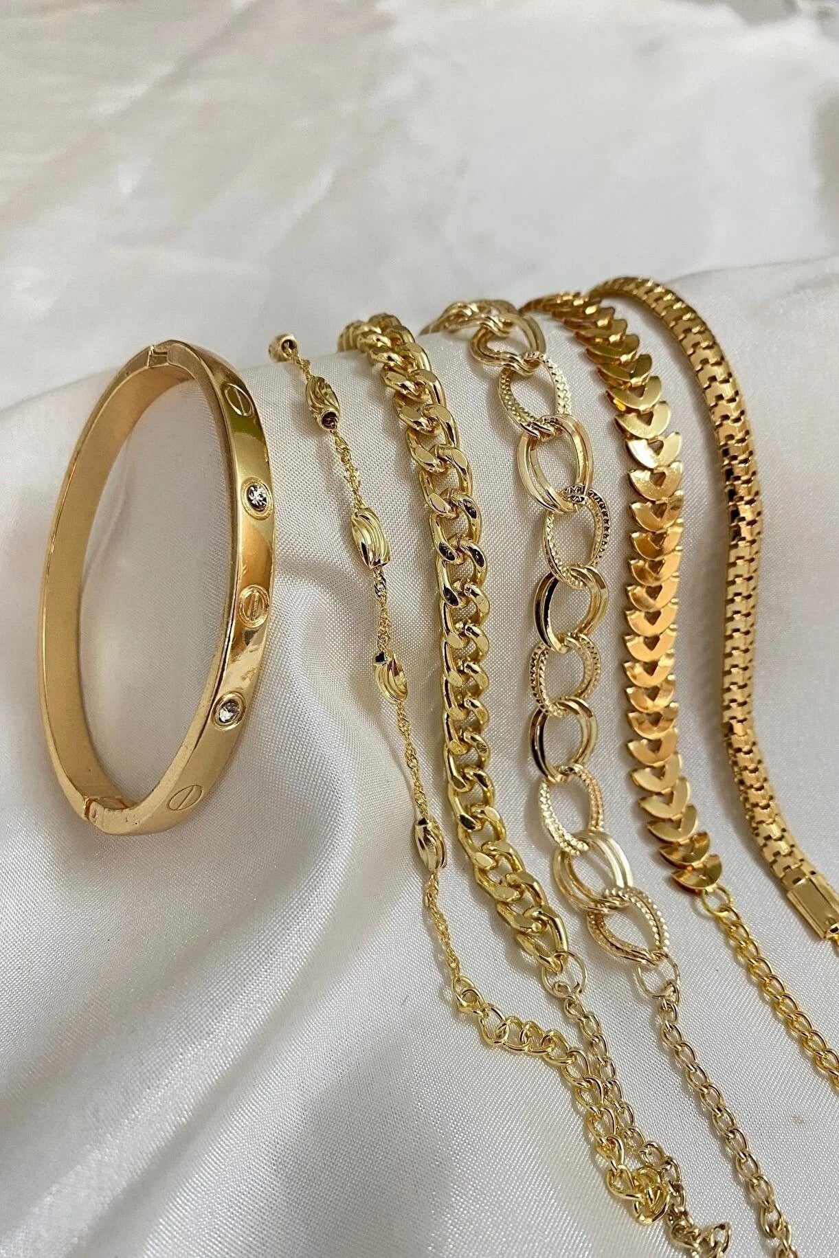 Altın Kaplama Kadın Kombin Bileklik - Fembelt