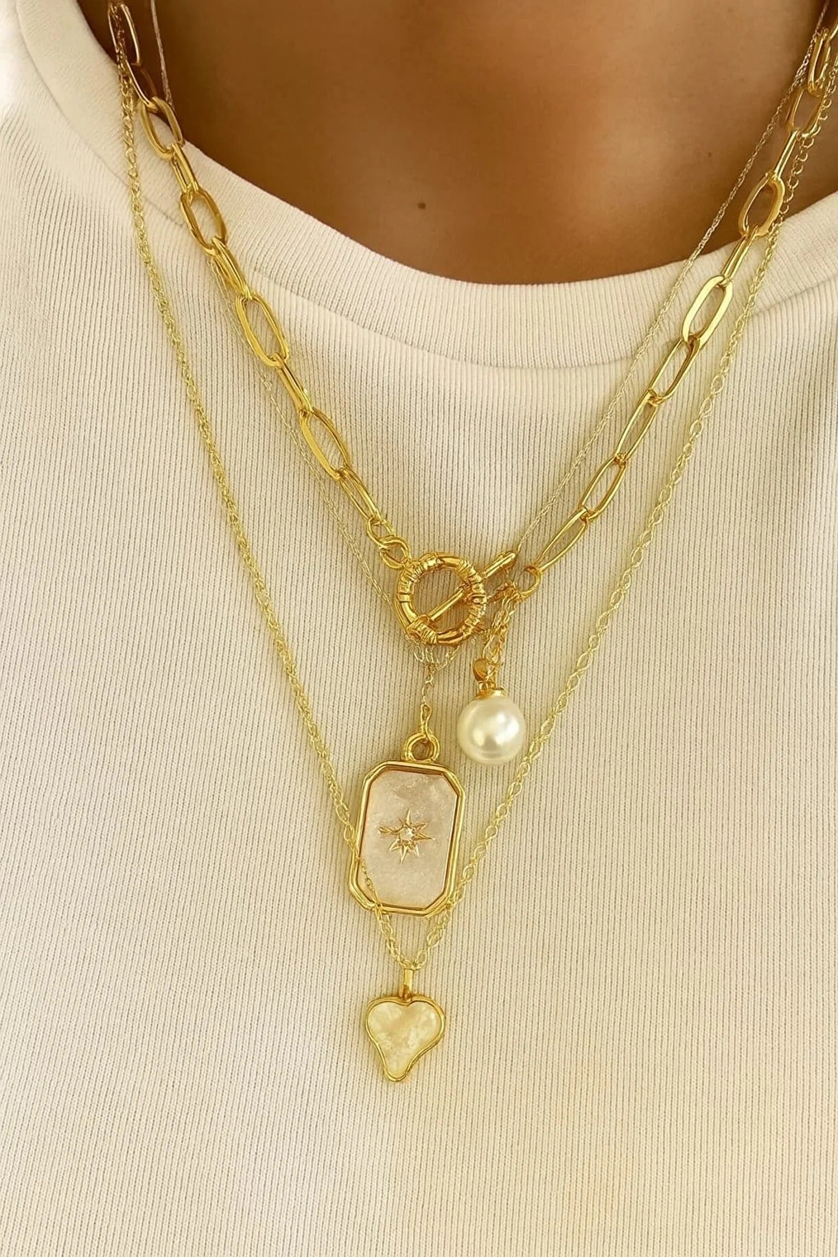 İnci & Mine Detaylı Üçlü Kolye Seti - Fembelt