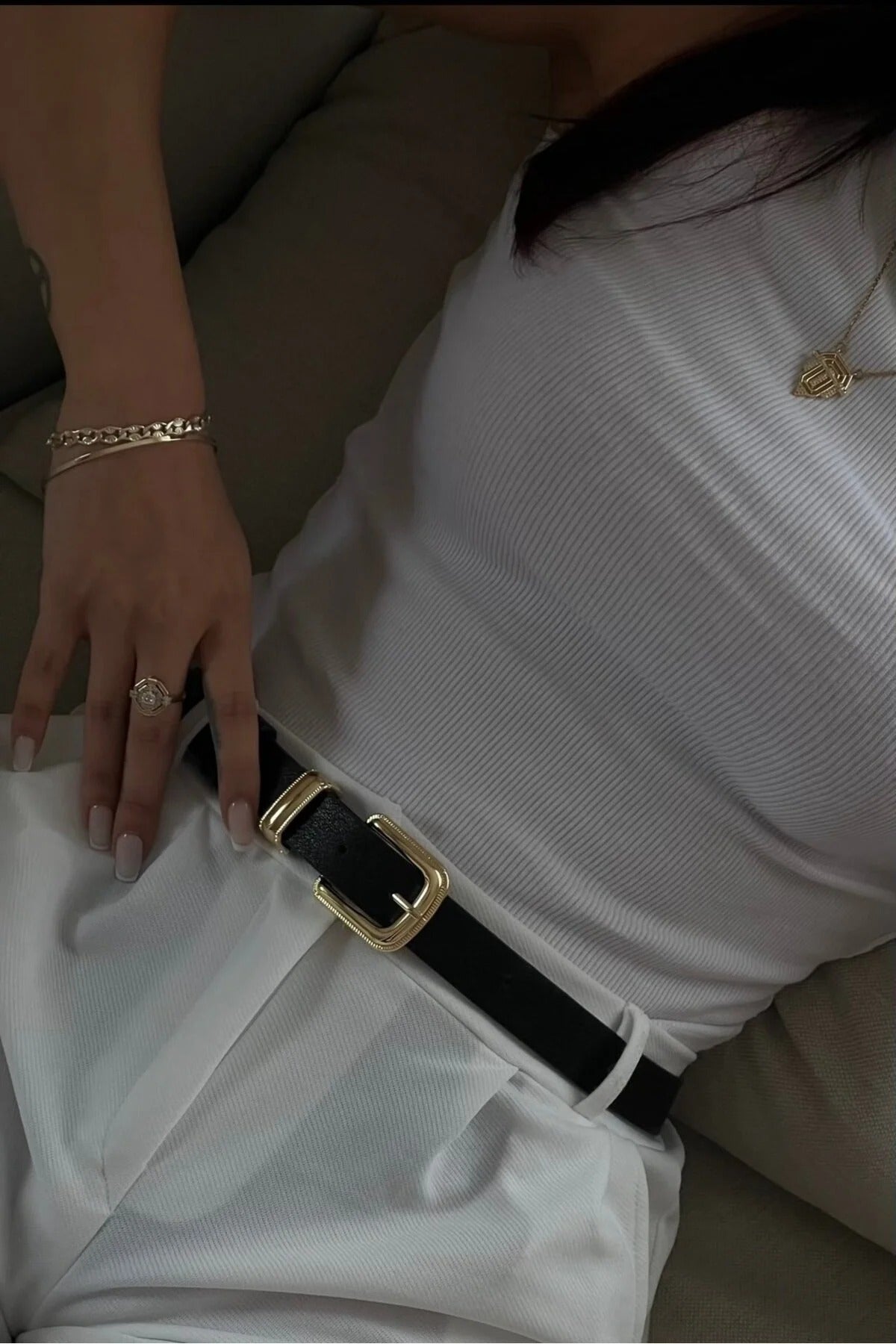 Gold Tokalı Siyah Kadın Kemer – Zamansız Şıklık - Fembelt