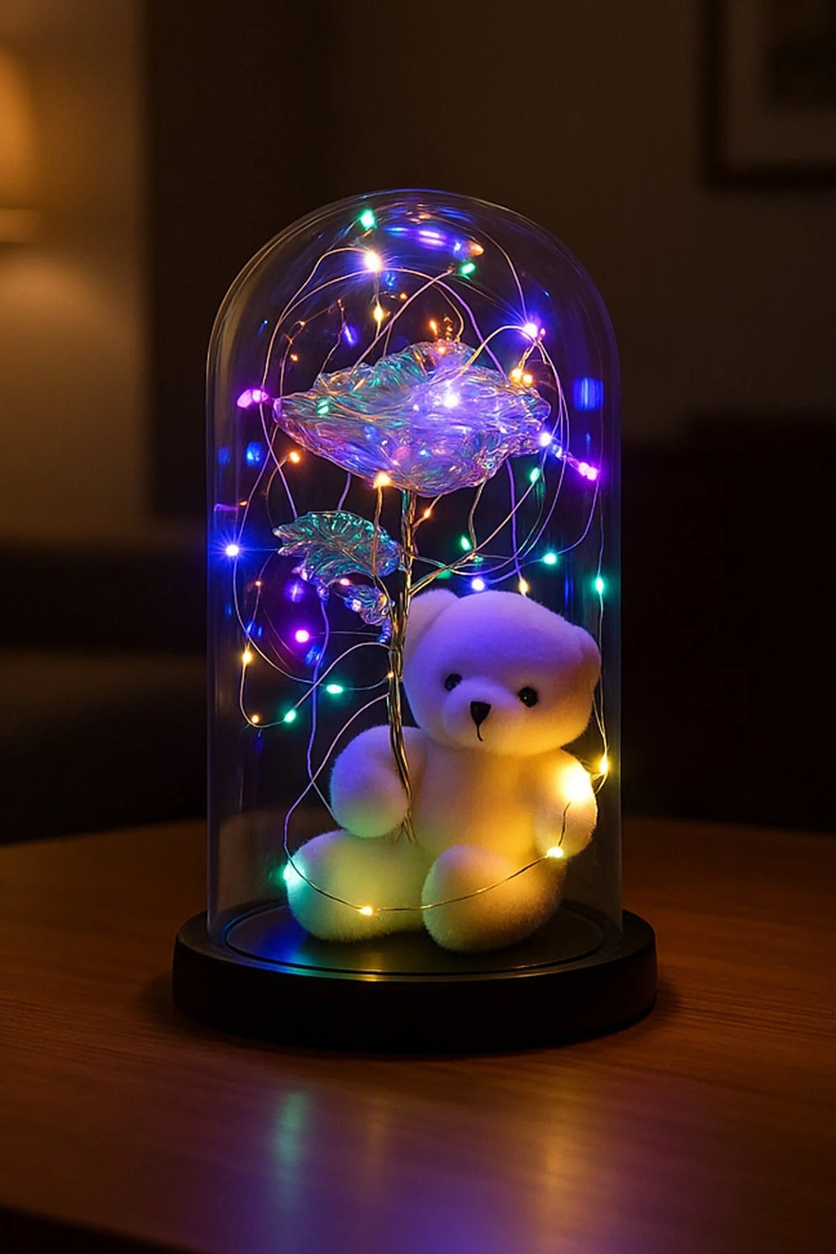 Fembelt Ayıcıklı Sonsuzluk Güllü Led fanus