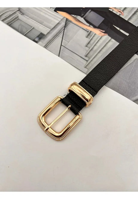 Gold Tokalı Siyah Kadın Kemer – Zamansız Şıklık